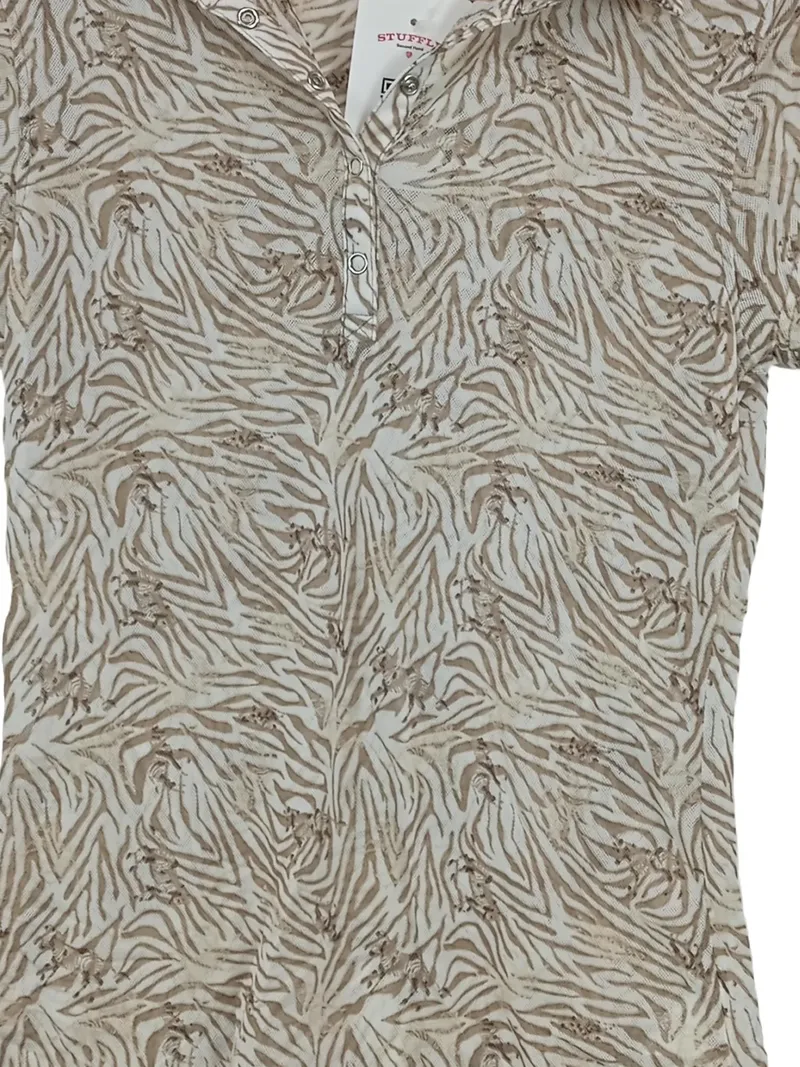 Daily Sports Damen Poloshirt Zebra-Muster Beige Gr. 38/M Kurzarm 4