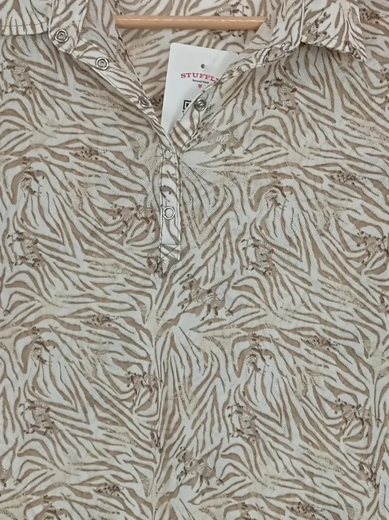 Daily Sports Damen Poloshirt Zebra-Muster Beige Gr. 38/M Kurzarm 5