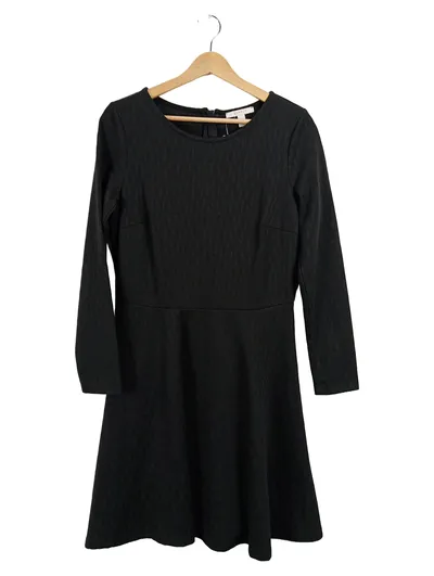 Esprit Businesskleid Damen Gr. 42/XL Schwarz Langarm Strukturmuster