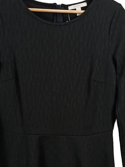 Esprit Businesskleid Damen Gr. 42/XL Schwarz Langarm Strukturmuster