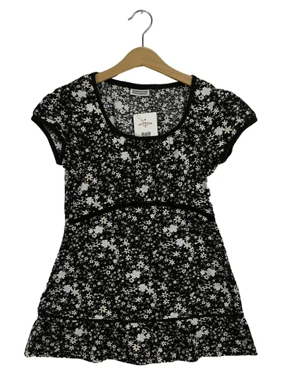 Street One Damen Top Blumenmuster Schwarz Weiß Gr. 36 S Baumwolle