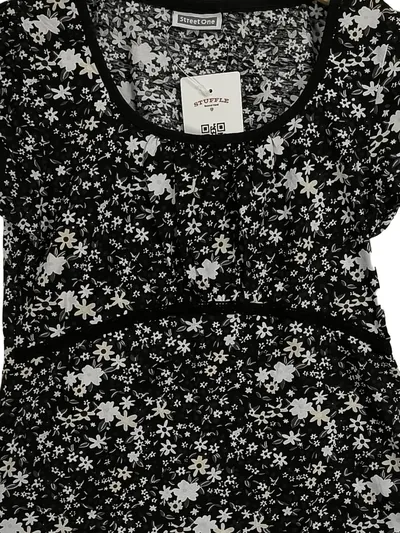 Street One Damen Top Blumenmuster Schwarz Weiß Gr. 36 S Baumwolle
