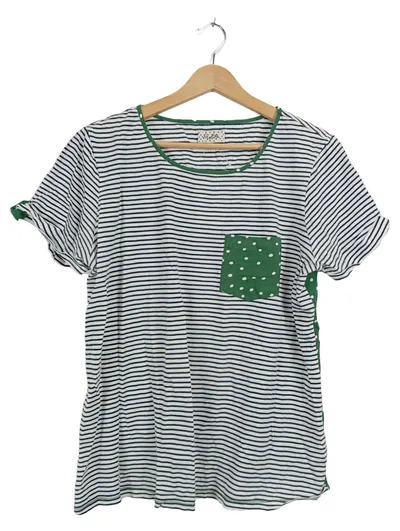 HEYTON Damen T-Shirt Gr. 42/XL gestreift grün weiß Brusttasche Punkte