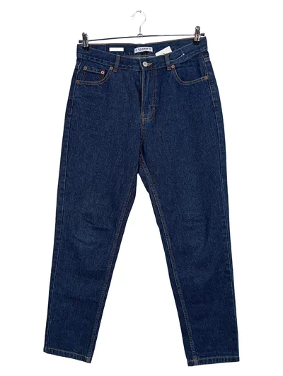 Pull&Bear Mom Jeans Damen Gr. 40/L Blau Baumwolle High Waist