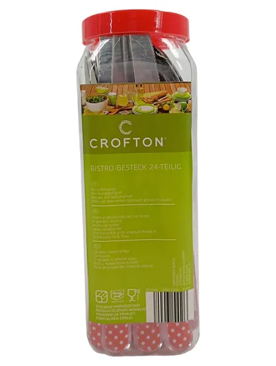 Crofton Bistro-Besteck 24-teilig Rot Punkte Edelstahl Kunststoffgriff