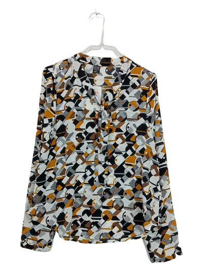 Blind Date Damen Bluse Gr. 38/M Langarm Geometrisch Mehrfarbig