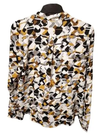 Blind Date Damen Bluse Gr. 38/M Langarm Geometrisch Mehrfarbig