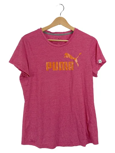 PUMA Damen Sport Shirt T-Shirt Gr. 40/L Pink Logo-Print Sportlich