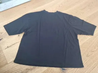 Zara Damen T-Shirt Oversized Basic Kurzarm Baumwolle Schwarz M