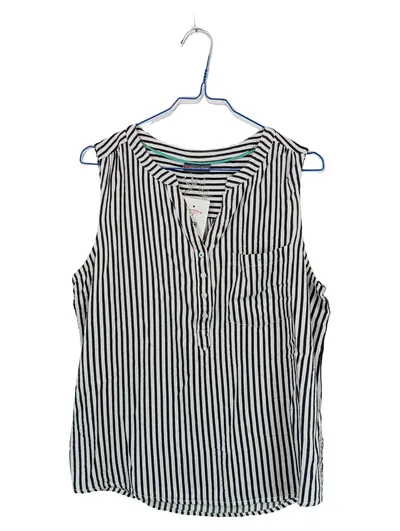 Street One Damen Bluse Gr. 40 ärmellos gestreift schwarz weiß Viskose