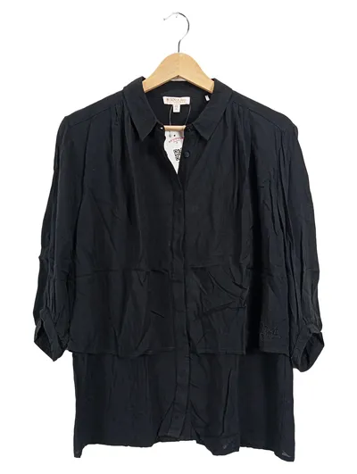 SOCCX Damen Bluse Schwarz Gr. 38/M Viskose 3/4-Arm Casual