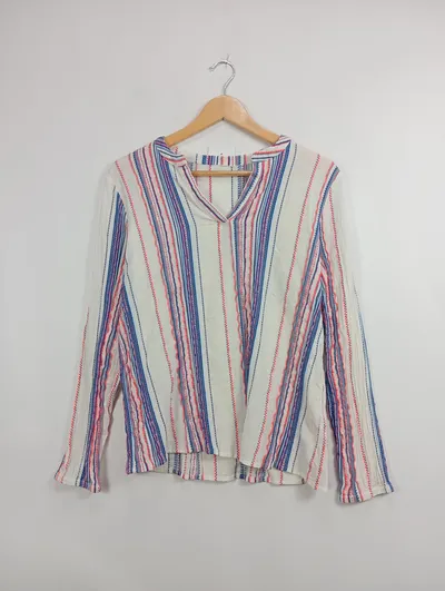 ERNSTING'S FAMILY Damen Bluse Langarm gestreift Gr. 38/M Mehrfarbig Casual
