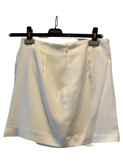 Costume National Damen Wickelrock Mini Business Raffungen Gr. 42 XL Weiß