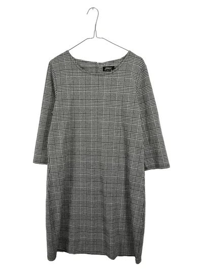 ONLY Businesskleid Damen Gr. L kariert grau schwarz Glencheck Kleid
