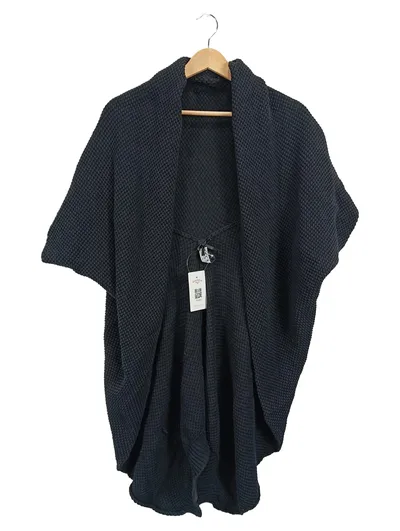 SOCCX Damen Strickjacke Kurzarm Strukturmuster Freizeit Schwarz Gr. 38/M