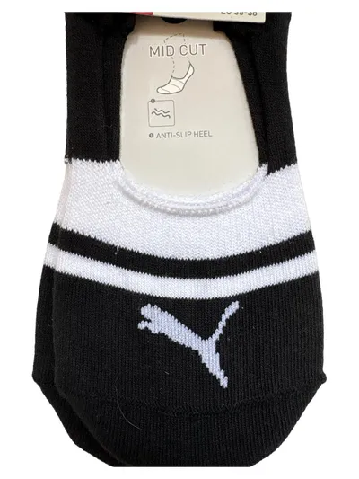 PUMA Footie Socken 12 Paar Mid Cut Anti-Slip Heel Gr. 35-38 Schwarz