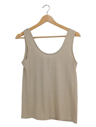 MANGO Damen Tank Top Unterhemd Beige Gr. S Basic Baumwolle
