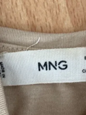 MANGO Damen Tank Top Unterhemd Beige Gr. S Basic Baumwolle