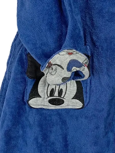 Disney Mickey Mouse Kinder Bademantel Gr. 104 Blau Kapuze Baumwolle