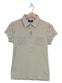 Daily Sports Damen Poloshirt Beige Gr. 38/M mit Spitze Kurzarm Casual 1