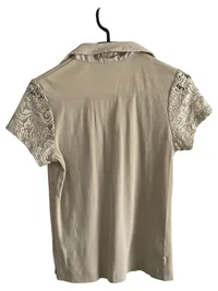 Daily Sports Damen Poloshirt Beige Gr. 38/M mit Spitze Kurzarm Casual 2
