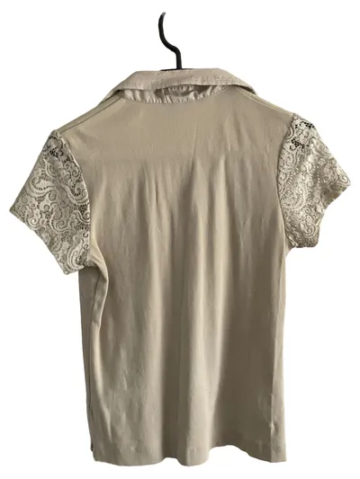 Daily Sports Damen Poloshirt Beige Gr. 38/M mit Spitze Kurzarm Casual