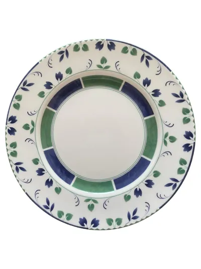 Garden Collection Teller Unterteller 20 cm Porzellan Blumen Dekor Blau Grün