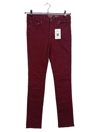 Jack Wills Damen Skinny Jeans W27/L32 Bordeaux Rot Gepunktet