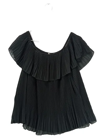 Cartoon Damen Bluse Gr. 36/S Schwarz Plissee Rüschen Volant Top