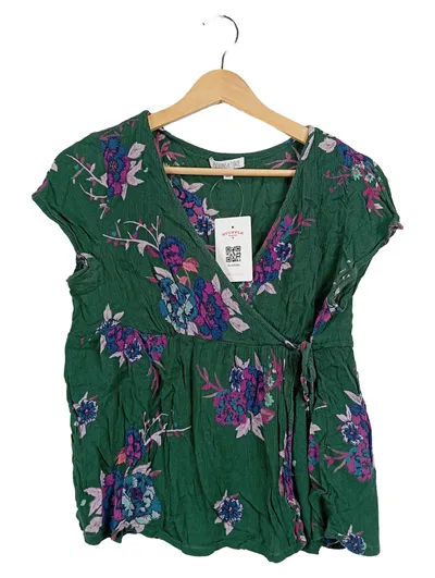 Patrons of Peace Damen Wickel-Bluse Blumenmuster Gr. 36 Grün Viskose