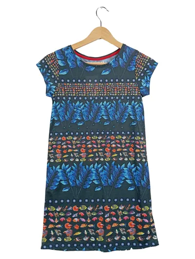Desigual Mädchen Sommerkleid Fischmuster Gr. 146/152 Mehrfarbig
