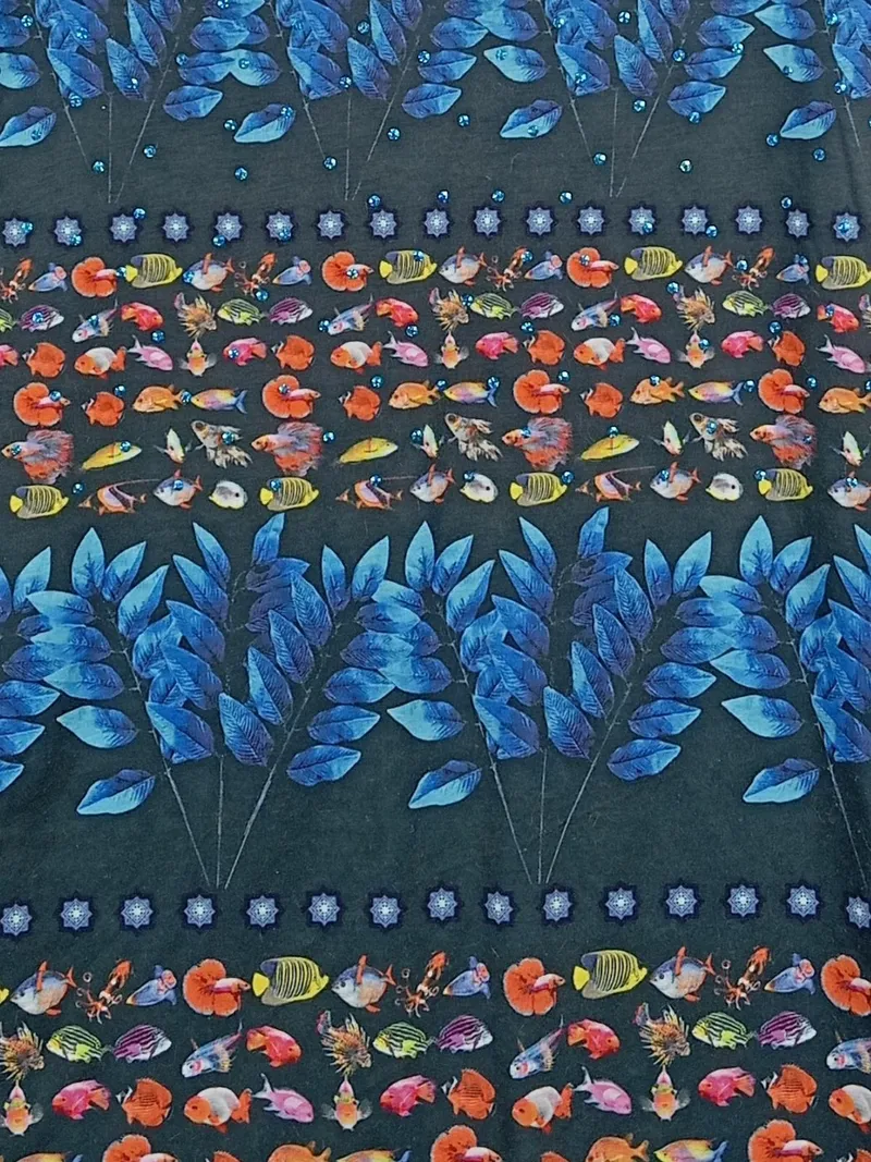 Desigual Mädchen Sommerkleid Fischmuster Gr. 146/152 Mehrfarbig 2