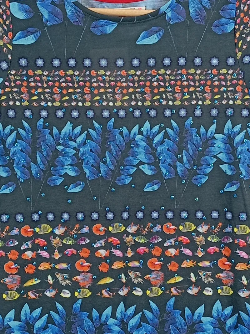Desigual Mädchen Sommerkleid Fischmuster Gr. 146/152 Mehrfarbig 3