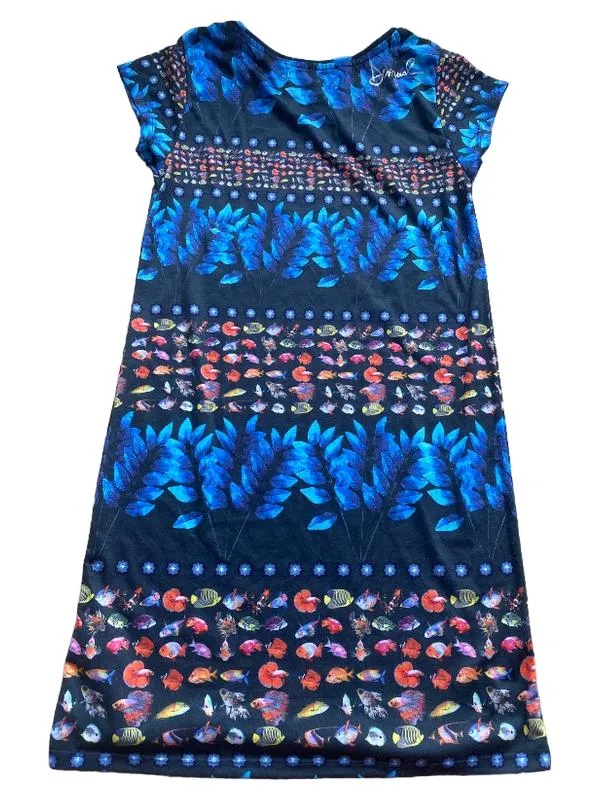 Desigual Mädchen Sommerkleid Fischmuster Gr. 146/152 Mehrfarbig 6