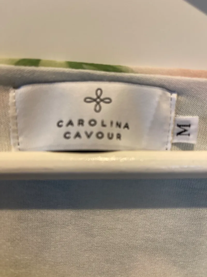 CAROLINA CAVOUR Bluse Damen Blumenmuster Gr. 38/M 3/4 Arm Falten Grün 8