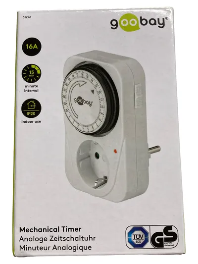 Goobay NK ZSU 1 Analoge Zeitschaltuhr Mechanisch Steckdose 24h Weiß