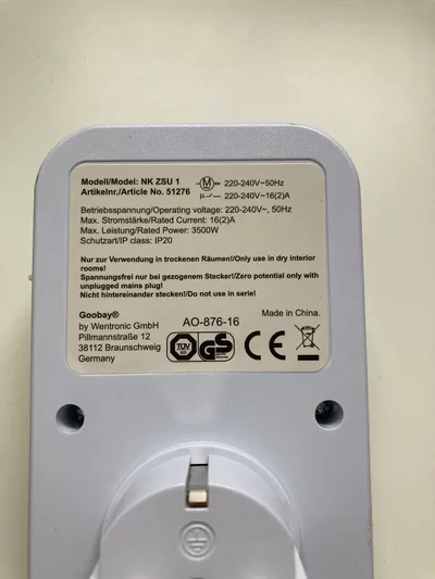 Goobay NK ZSU 1 Analoge Zeitschaltuhr Mechanisch Steckdose 24h Weiß