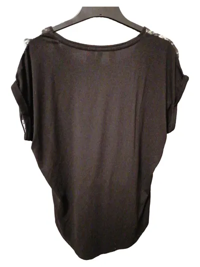 Flame Damen T-Shirt Blumenmuster Schwarz Grau Gr. M/38 Rosen