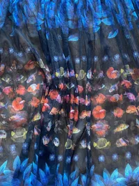 Desigual Mädchen Mesh Kleid Blumenmuster Blau Gr. 152/XS 6