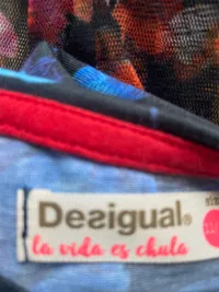 Desigual Mädchen Mesh Kleid Blumenmuster Blau Gr. 152/XS 7
