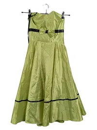 Belle Poque Damen Abendkleid Gr. 38 Grün Trägerlos Schleife Retro 1