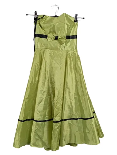 Belle Poque Damen Abendkleid Gr. 38 Grün Trägerlos Schleife Retro