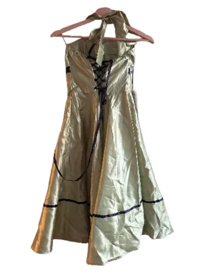 Belle Poque Damen Abendkleid Gr. 38 Grün Trägerlos Schleife Retro