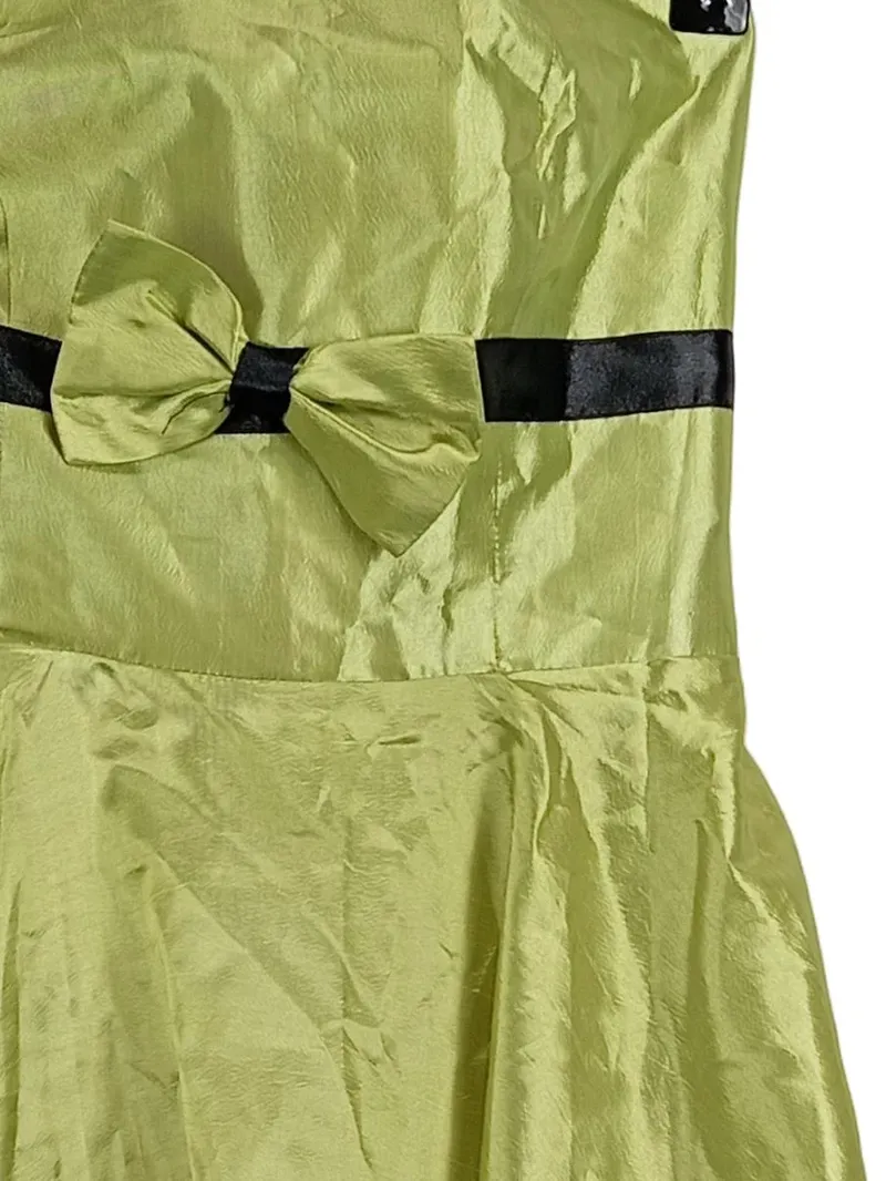 Belle Poque Damen Abendkleid Gr. 38 Grün Trägerlos Schleife Retro 3