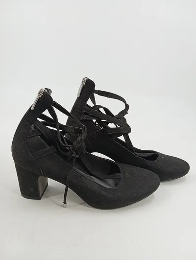 Tamaris Schnürpumps Damen Pumps Schwarz Gr. 39 Party Reißverschluss 7cm