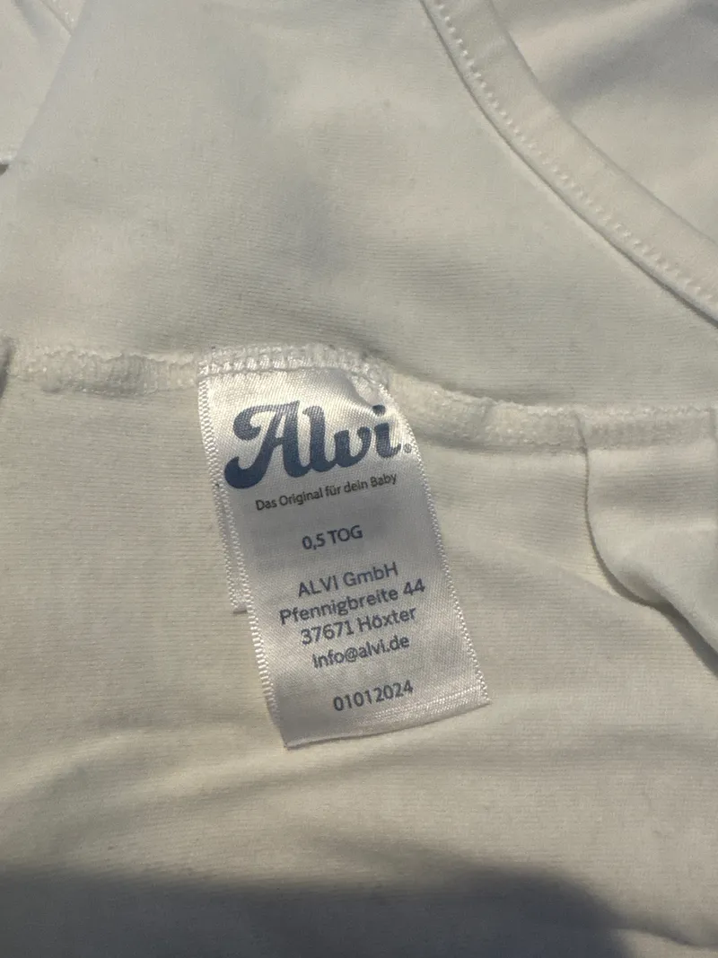ALVI Baby Schlafsack Innensack 0,5 TOG Gr. 56 Weiß Wickelform 2