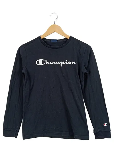 Champion Langarmshirt Kinder Jungen Logo Print Schwarz Gr. 152 (11-12 Jahre)