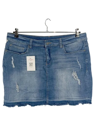 Q/S designed by Damen Jeansrock Gr. 42/XL Blau Destroyed Look