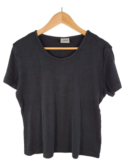 Vans Damen T-Shirt Basic Uni Kurzarm Viskose Modal Baumwolle Schwarz L