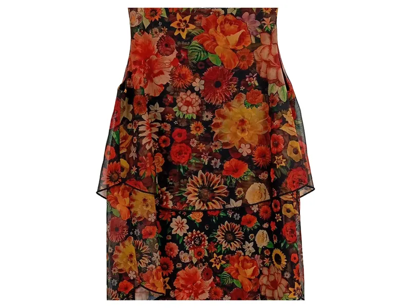 Desigual Damen Sommerkleid Blumenmuster Gr. XS Mehrfarbig Volants 2